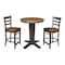 International Concepts 30 in. Solid Wood Round Top Pedestal Dining Table w/2 Counter Height Stools in Hickory/Washed Coal K45-30RT-23B-S6172-2 - alternate 1